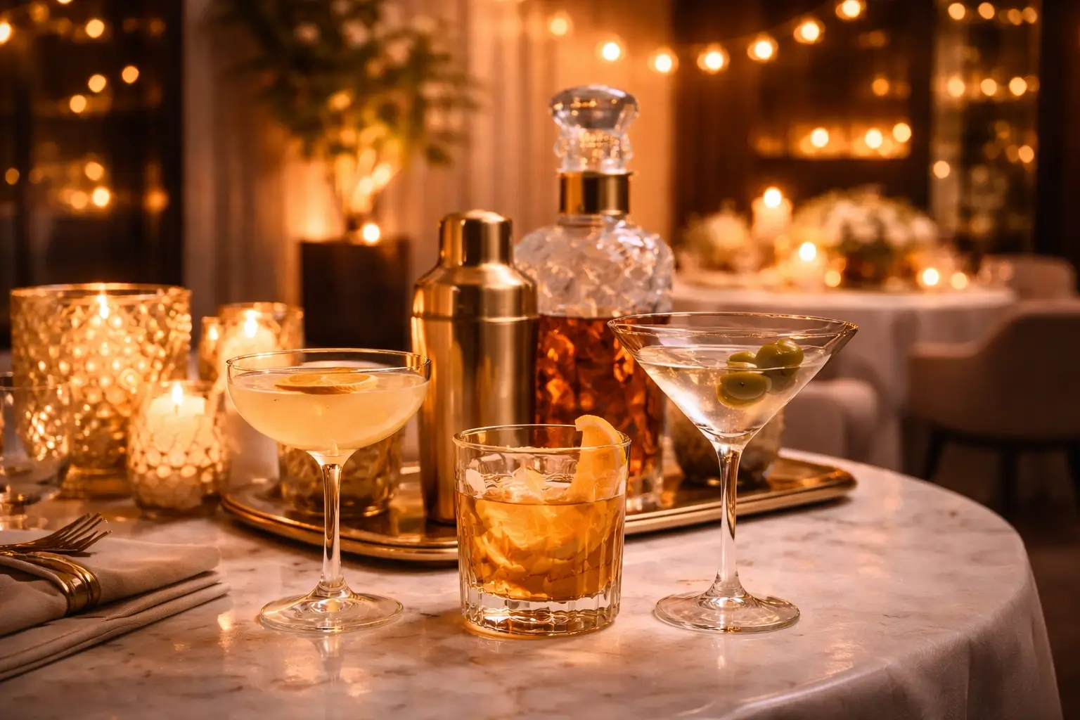 Cocktail and networking detail for a corporate event