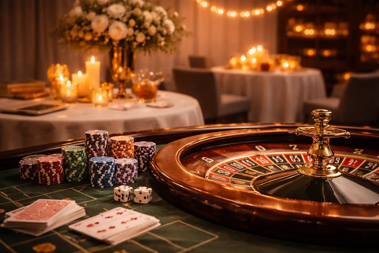 Interactive event setup with refined entertainment styling