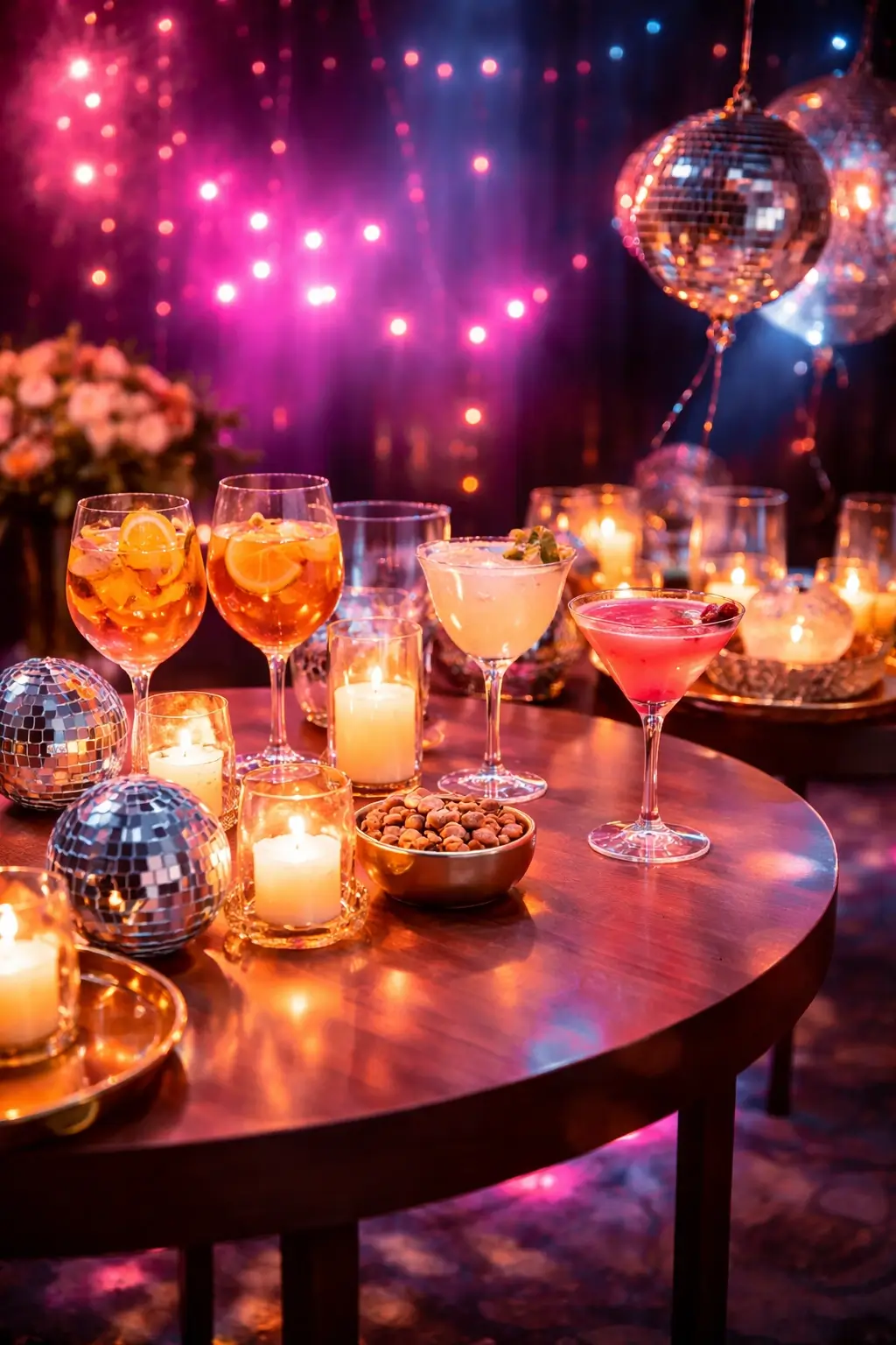 Modern event scene with stylish drinks, lighting and social energy