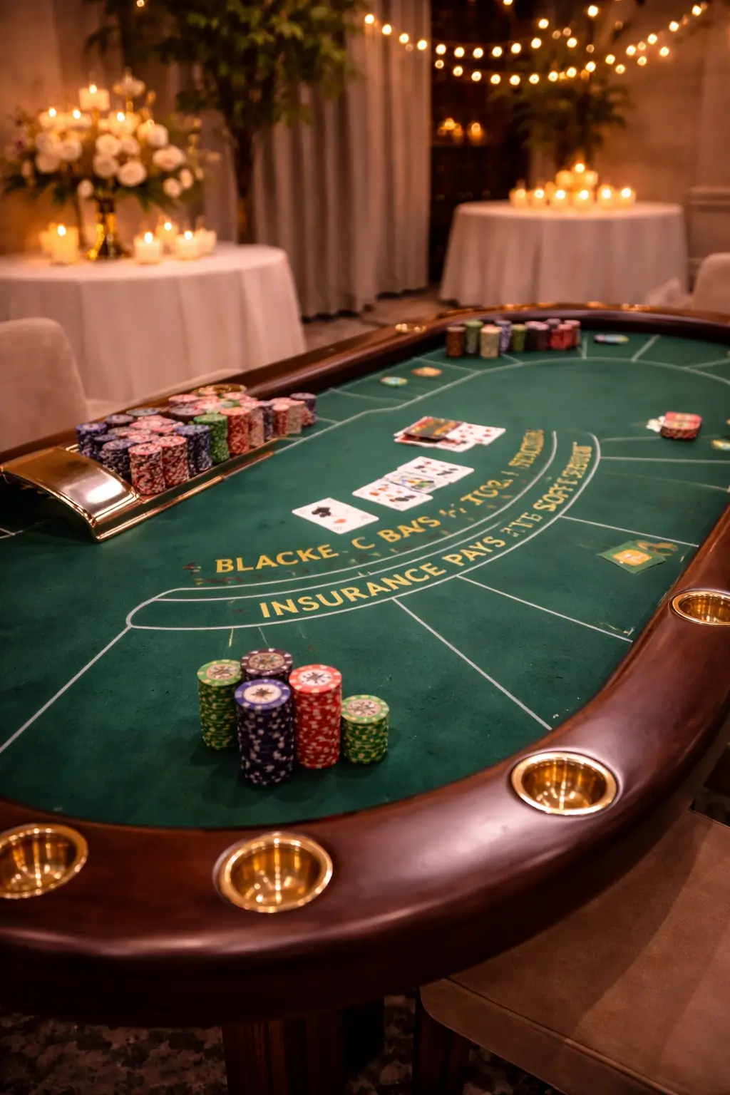 Blackjack table with elegant styling and casino-inspired setup