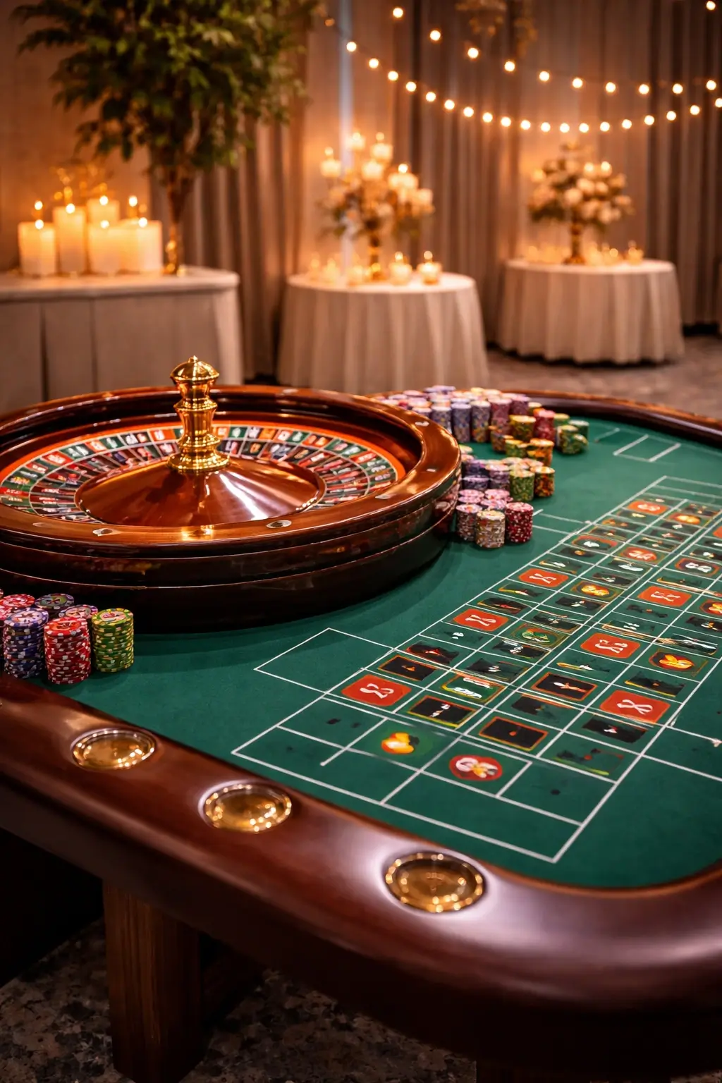 Interactive event activity with spinning wheel and ambient lighting