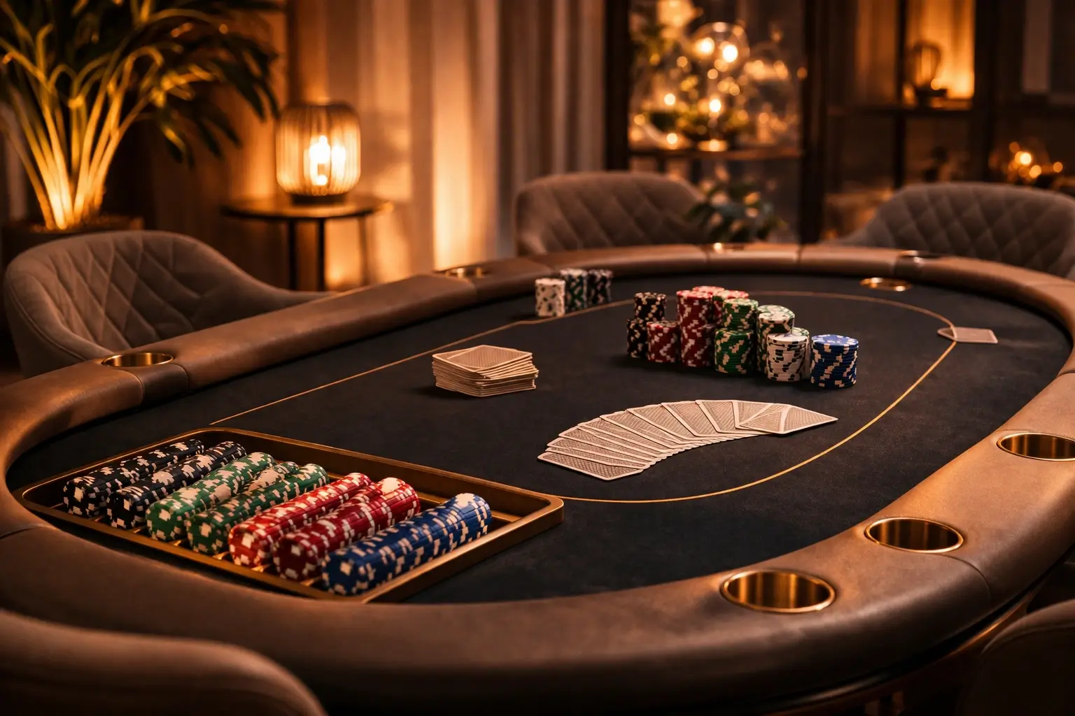 Poker table setup as part of a private party experience